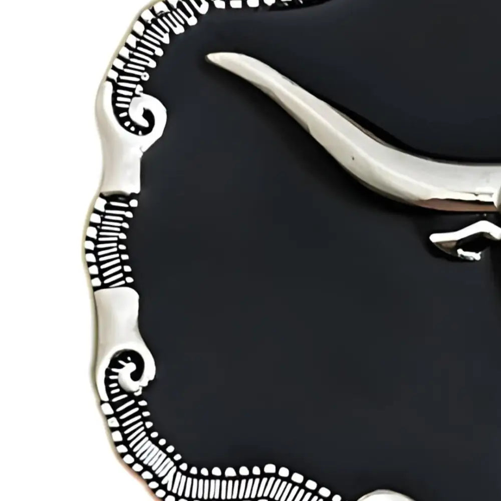 Black and silver longhorn belt buckle for Western style attire product image