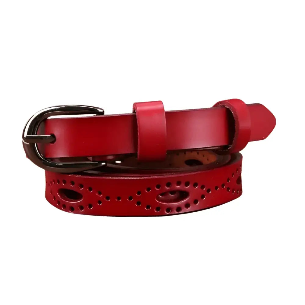 Caia Genuine Leather Brown Belt with Decorative Perforations for stylish accessory