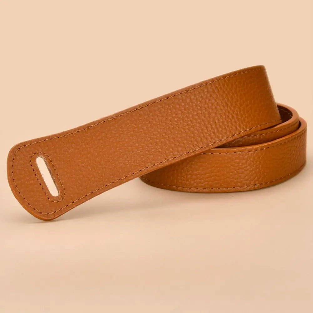 Brown leather tie belt with loop from Houndstooth Blazer with Thiphilia Tie Belt