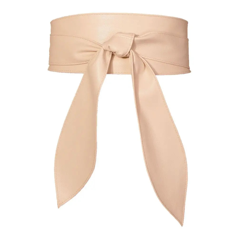Beige tie waist belt from Elly Belt collection in leather for elegant style