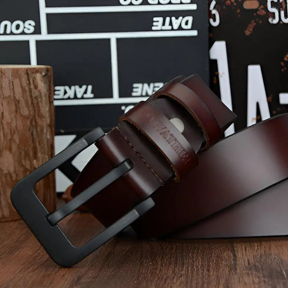 Artyom leather belt with black buckle for elegant styling and sophisticated look