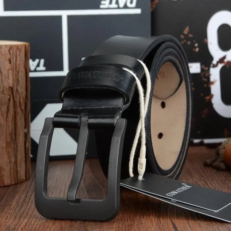 Artyom Leather Belt with Black Matte Buckle for Elegant Style