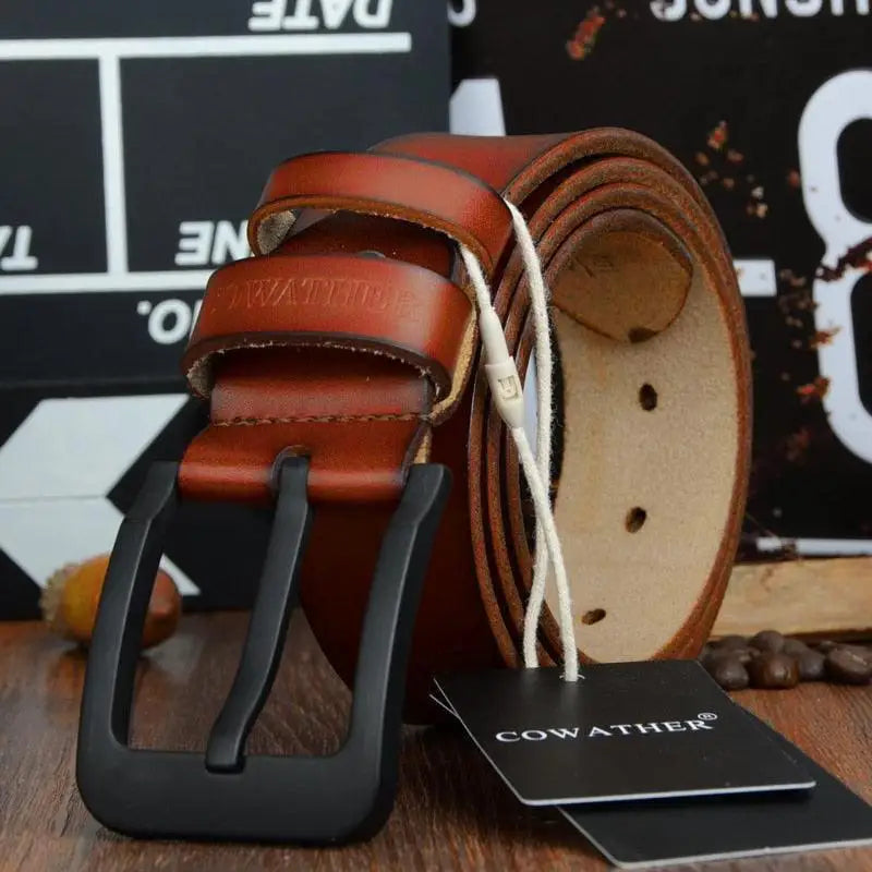 Artjom leather belt with black buckle for elegant styling and sophisticated look