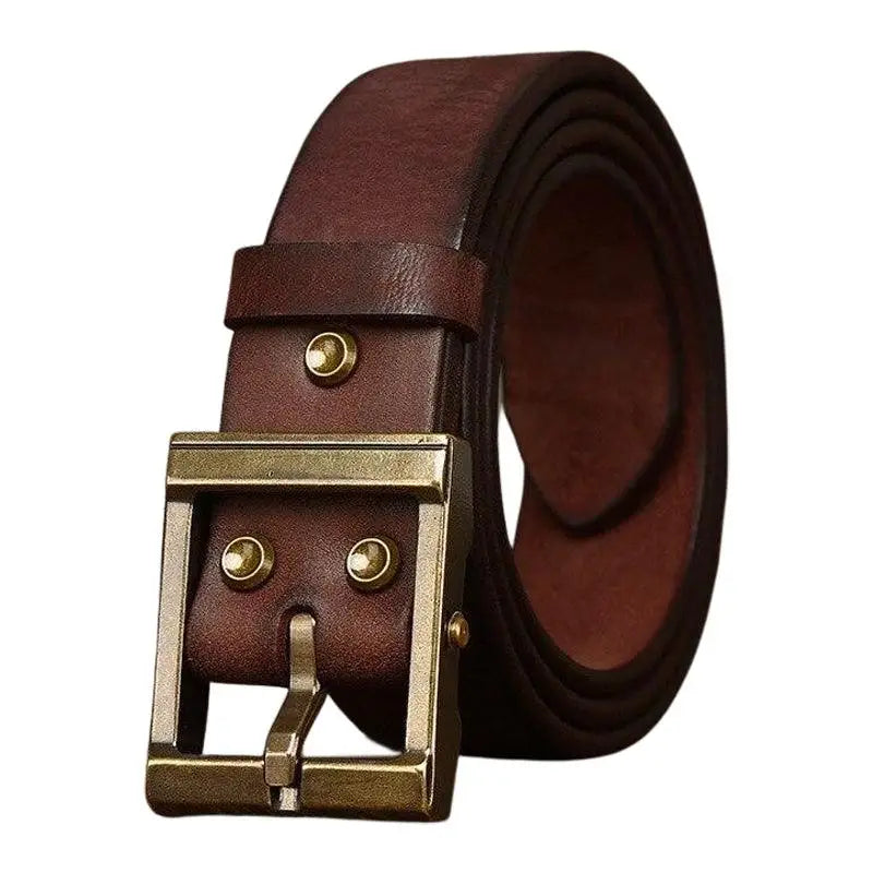 Brown leather belt with brass buckle from Assorted Leather Belts with Brass Buckles product line