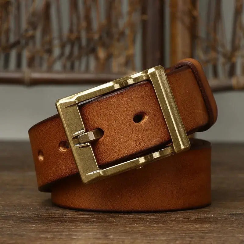 Brown leather belt with brass buckle from Assorted Leather Belts with Brass Buckles collection