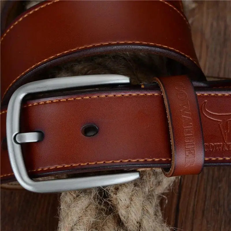 Brown leather belt with silver buckle from Konstantine Model for men