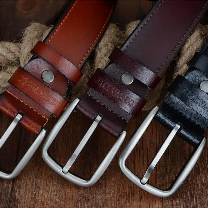 Three leather belts with silver buckles from Konstantine Model for men