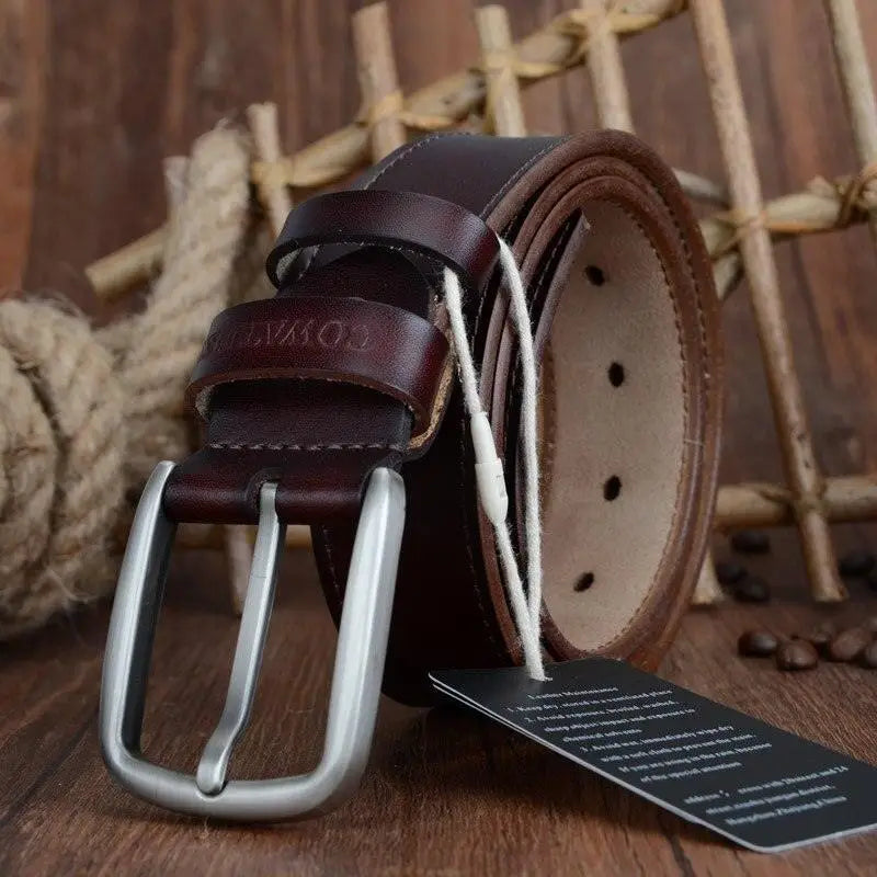 Leather belt with silver buckle from Konstantine Model for men