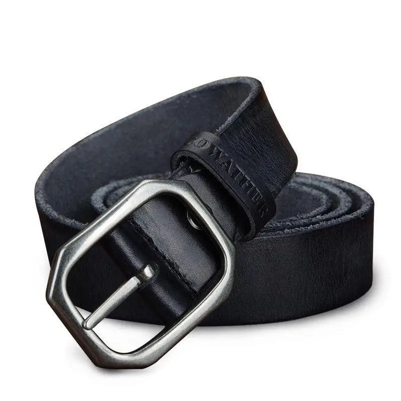 Genuine leather belt with silver buckle from Genuine Leather Belts in Brown and Black