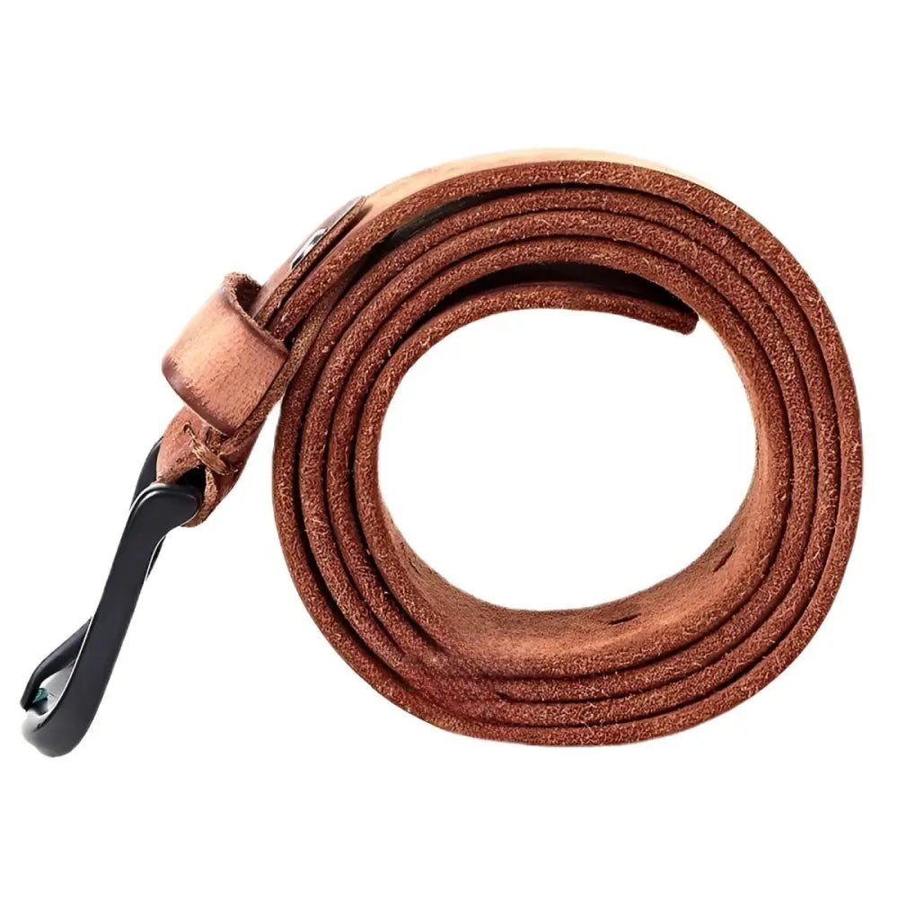 Full-grain leather belt with black buckle, a versatile accessory in various colors