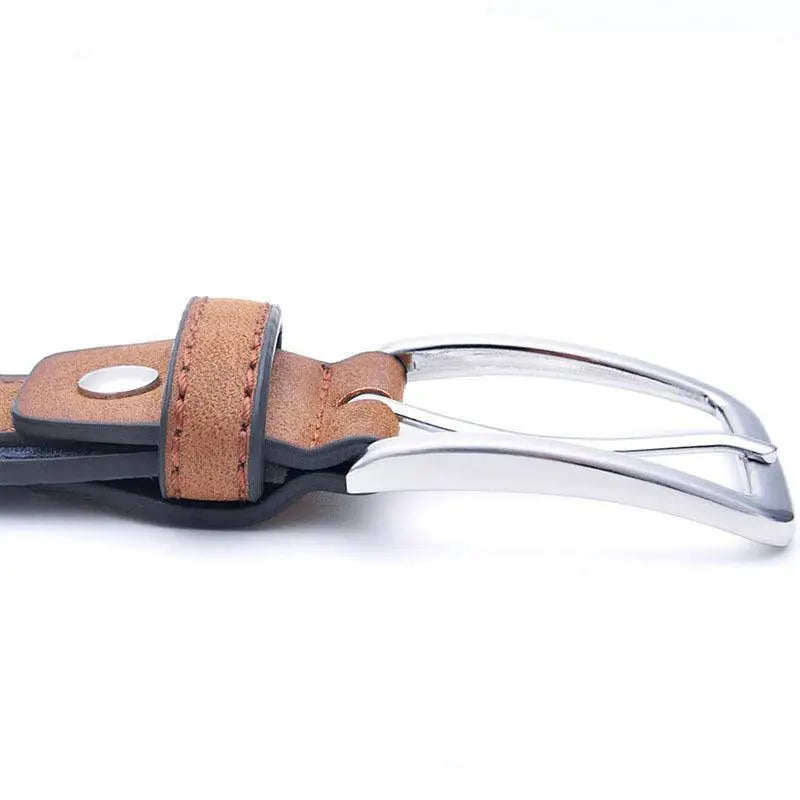 Renato Belt Brown Leather Belt with Silver Buckle for Stylish Men