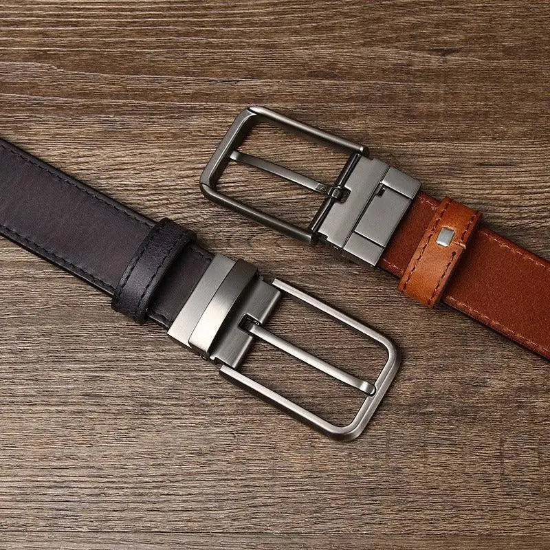 Reversible leather belts with metal buckles from Set of Three Leather Belts with Silver Buckles