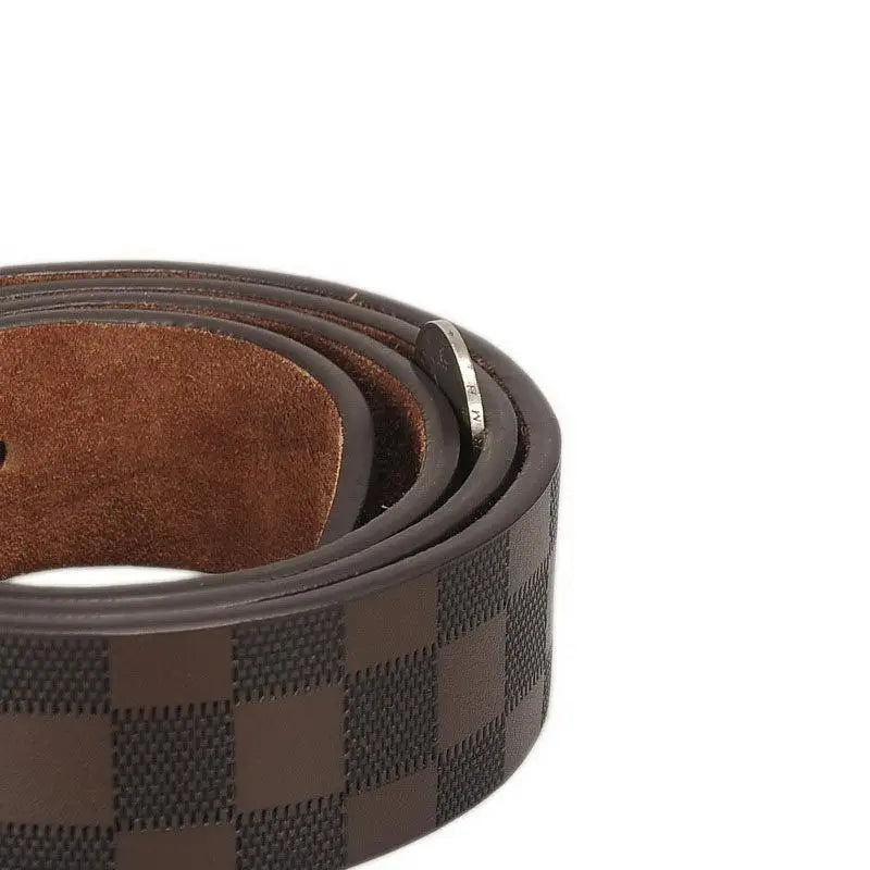 Brown checkered leather belt with silver buckle, featured in the Valtter Belt product line