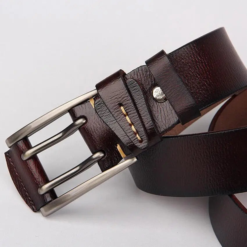 Brown leather belt with a silver buckle from Leather Belts with Metal and Silver Buckles