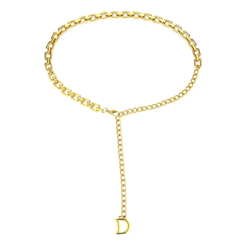 Anasenko chain belt with D charm designed for stylish black outfits