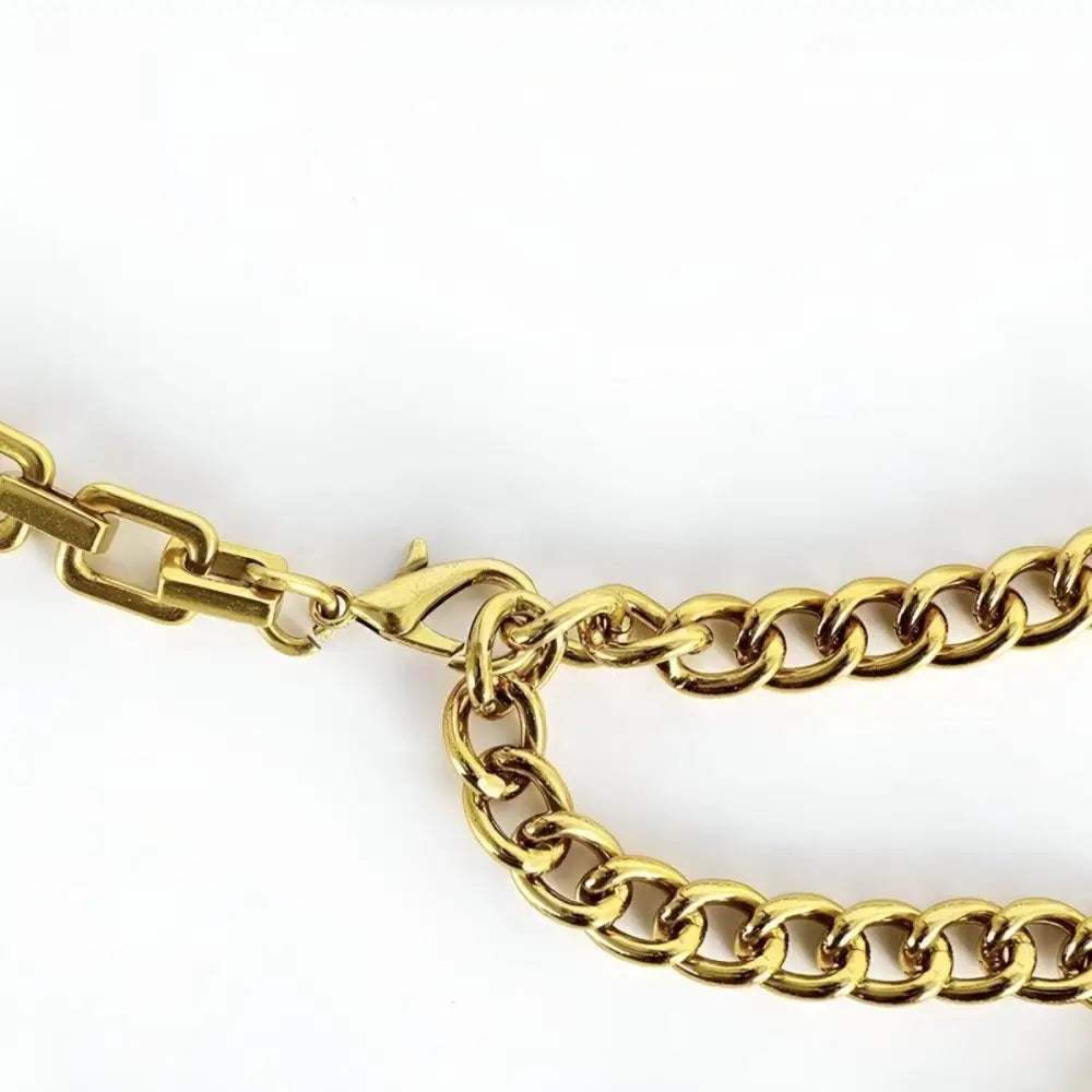 Gold-toned metal chain for Anasenko Chain Belt with D Charm for stylish black outfits