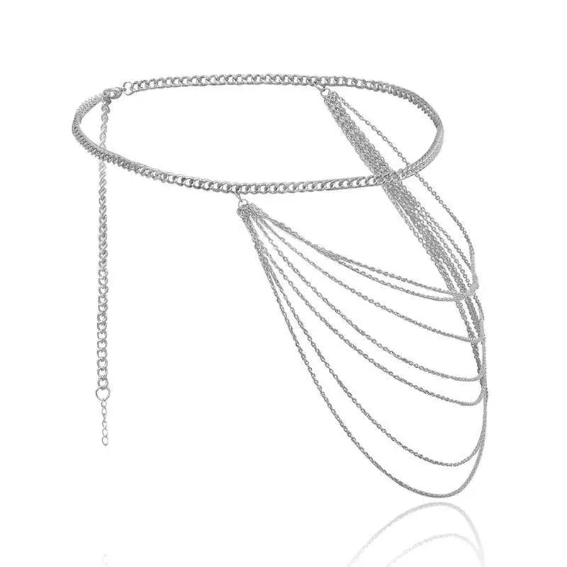 Silver chain body jewelry from Elegant Silver and Gold Chain Belts to enhance personal style