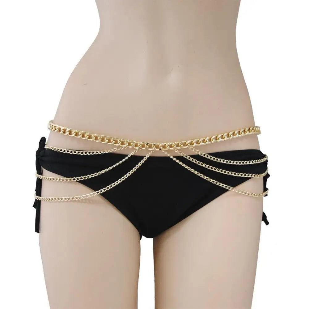Ryytie Women’s Chain Belt with Gold Layered Body Jewelry for Women