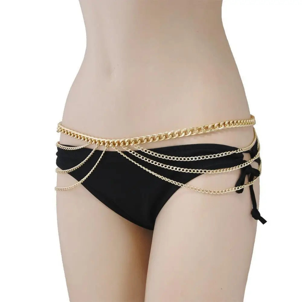 Ryytie Women’s Chain Belt featuring gold layered body jewelry for women