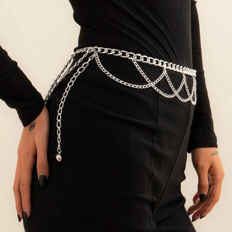 Silver Pulledia Women’s Chain Belt for Personal Style and women’s chain belt accessory