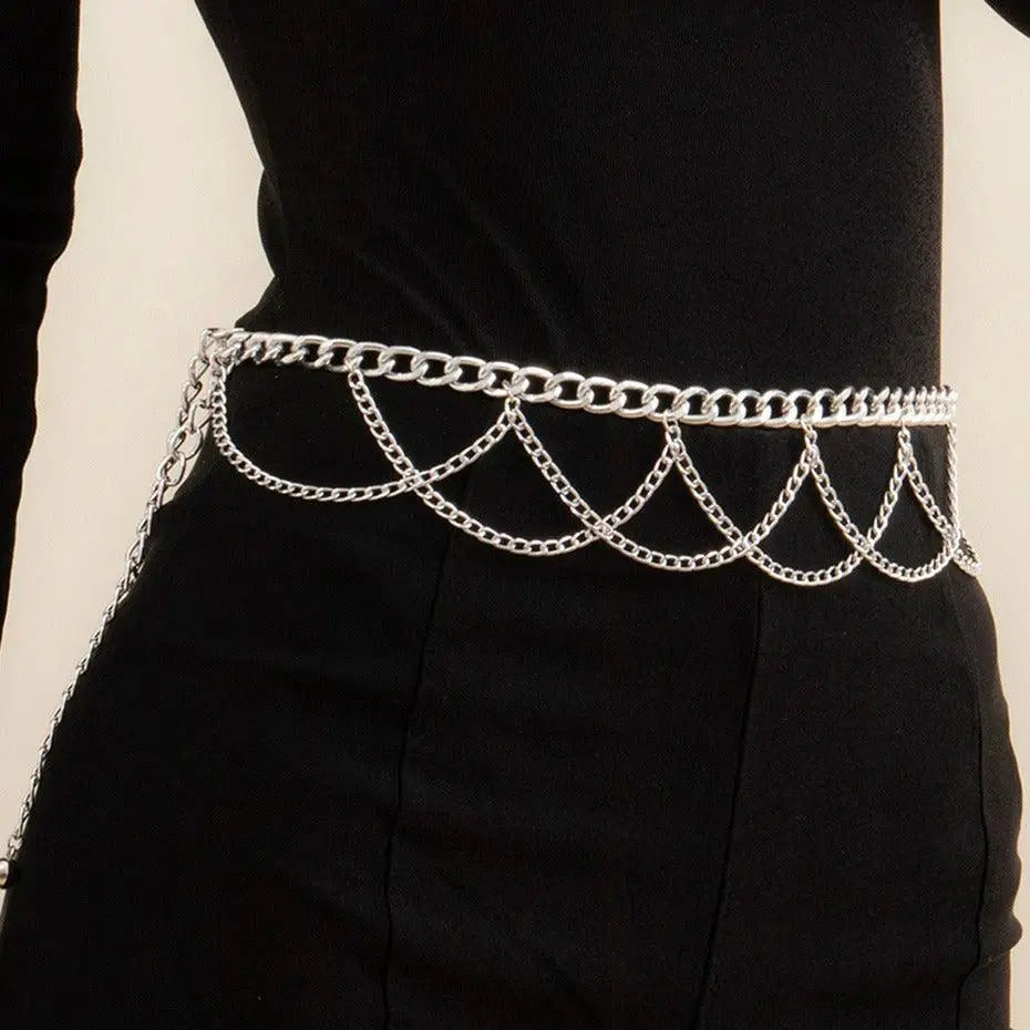 Silver Pulledia Women’s Chain Belt for enhancing personal style and women’s chain accessories