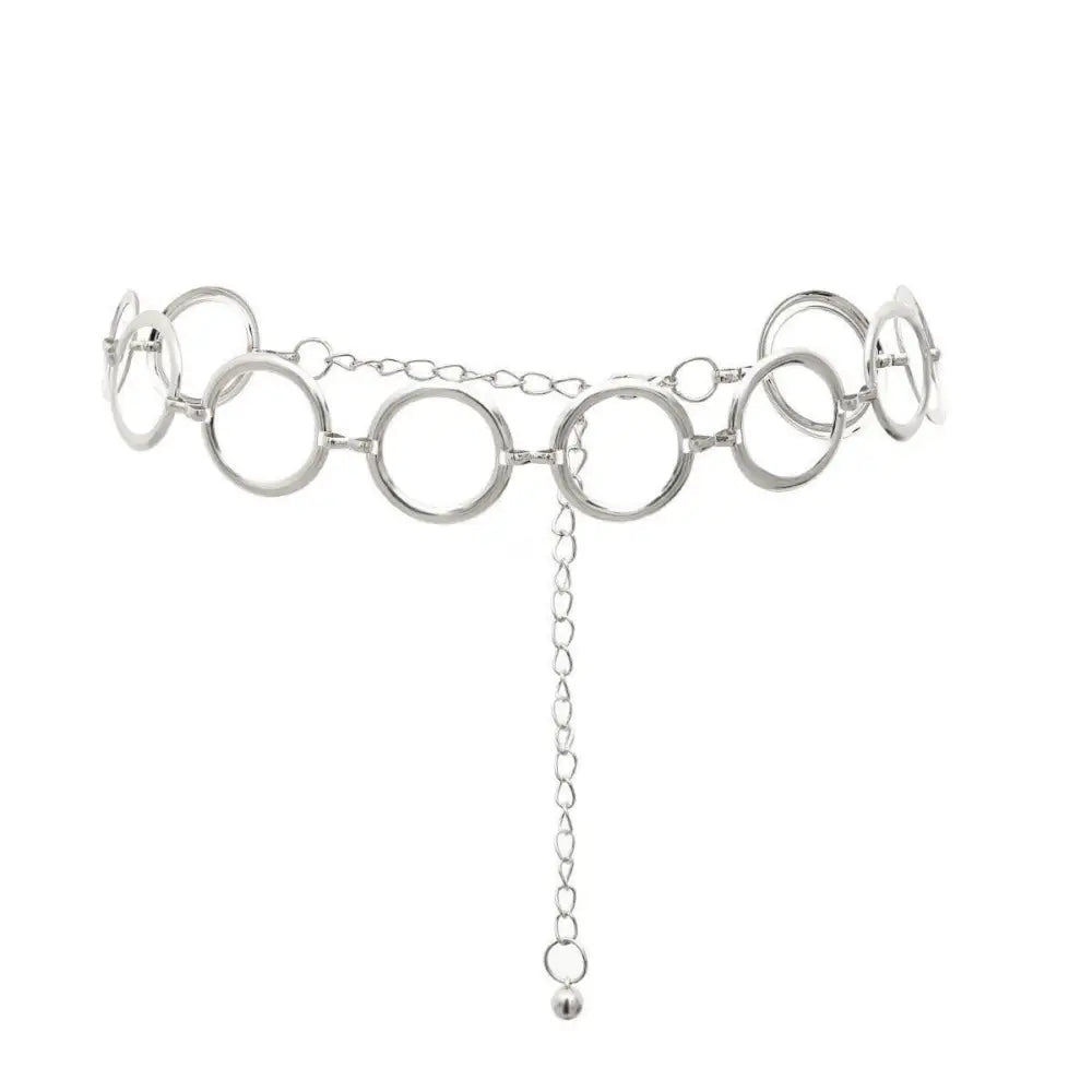Silver circle chain belt displayed in Gold Chain Belt for Black Dresses product image