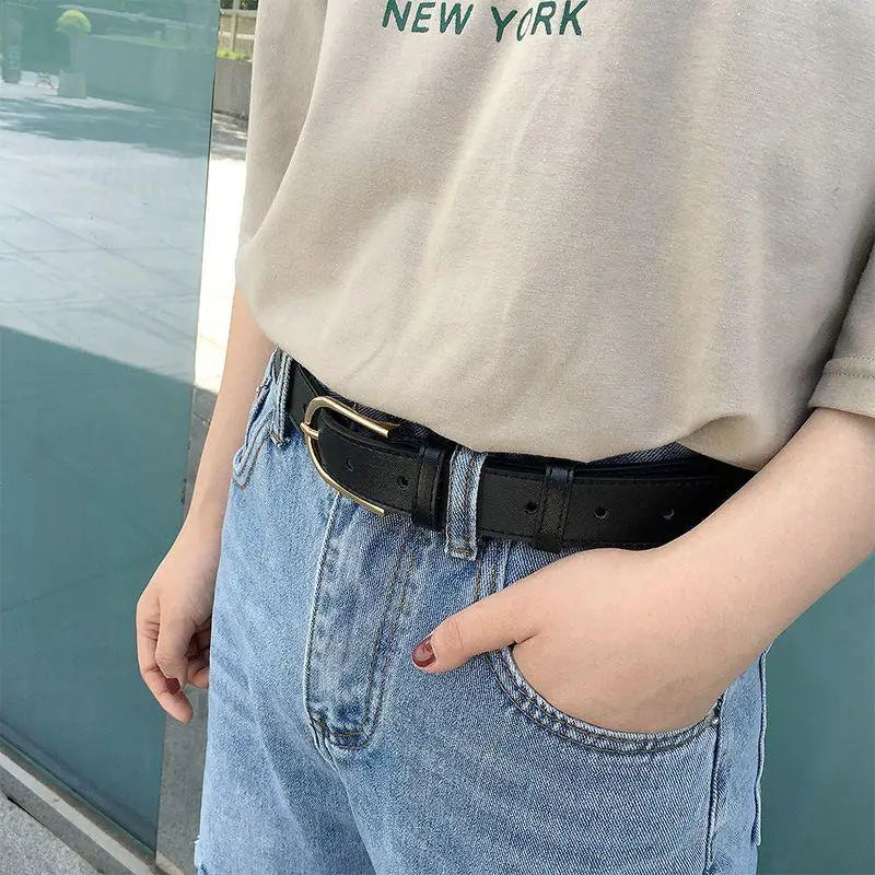 Charlotte Belt in Black Leather with Gold Buckle, stylish men’s accessory for sophisticated style