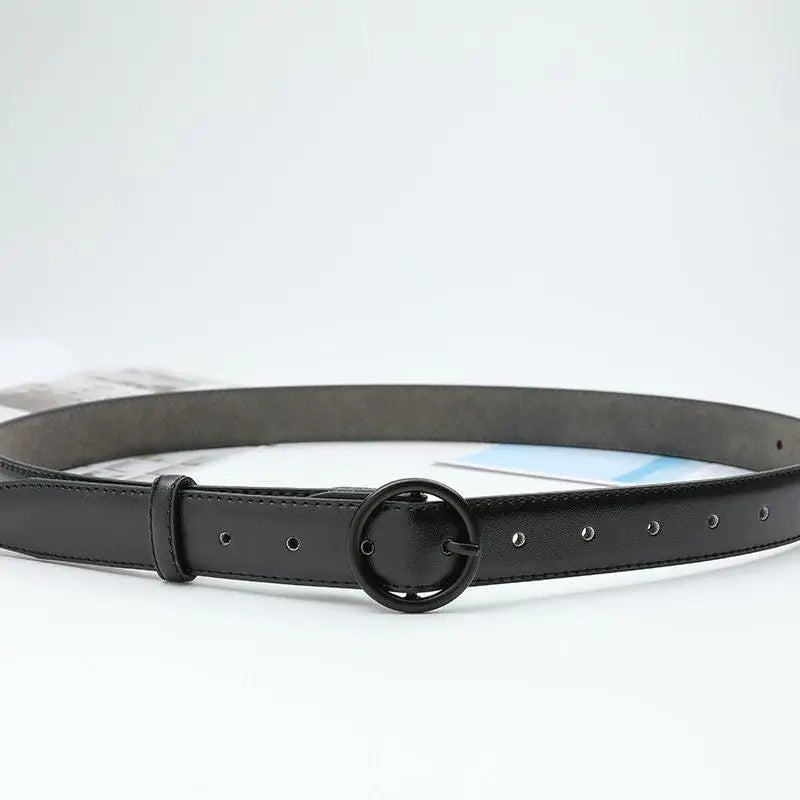 Black leather belt with circular buckle from Black Leather Belt with Round Buckle product line