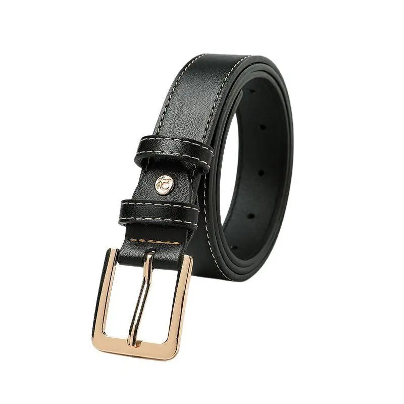 Benedicte Belt with Gold Buckle in Black Leather for a stylish accessory
