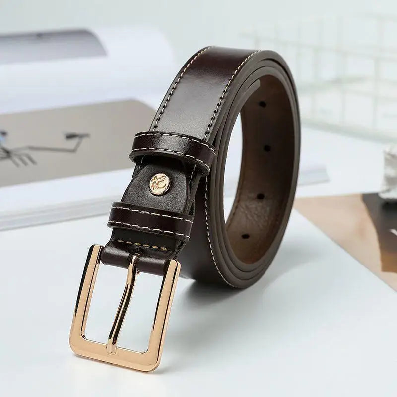 Benedicte Belt with Gold Buckle in Black and Brown Leather for stylish accessory