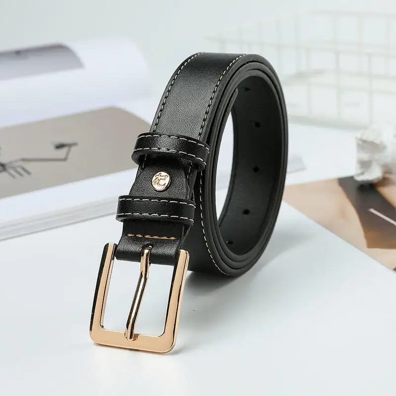 Benedicte Belt with Gold Buckle in Black and Brown Leather for stylish accessories