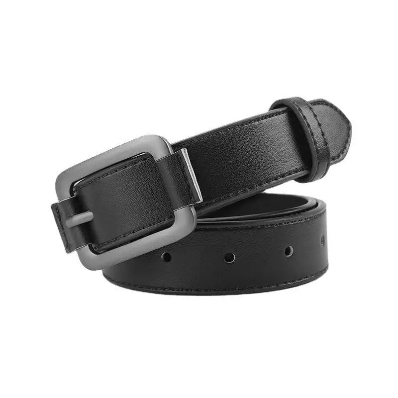 Black leather belt with a square metal buckle from Leather Belts with Square Metal Buckles collection