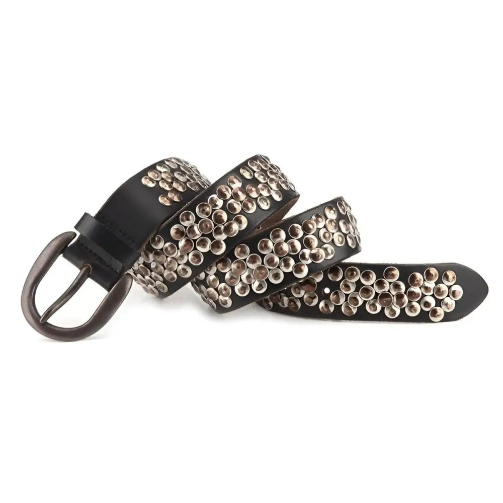 Black studded leather belt from Andrea Belt collection for women and men