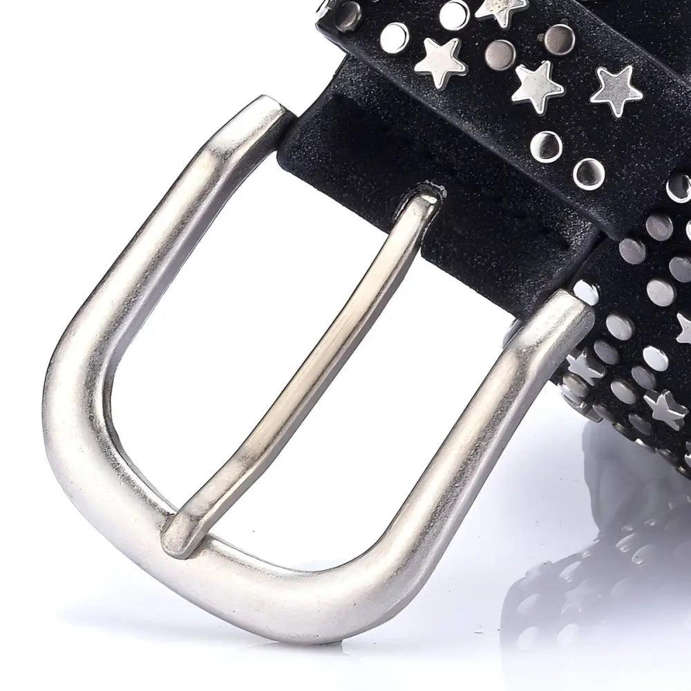 Verrona studded belt with silver buckle from Verrona Studded Belt Collection in pink blue and gray