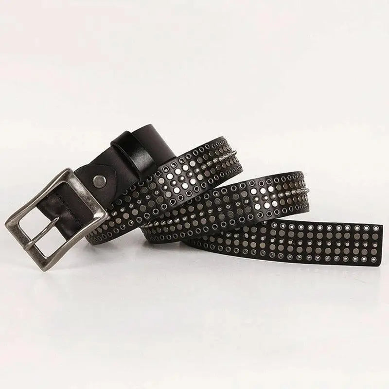 Genuine leather studded belt showcasing a stylish and durable accessory for men