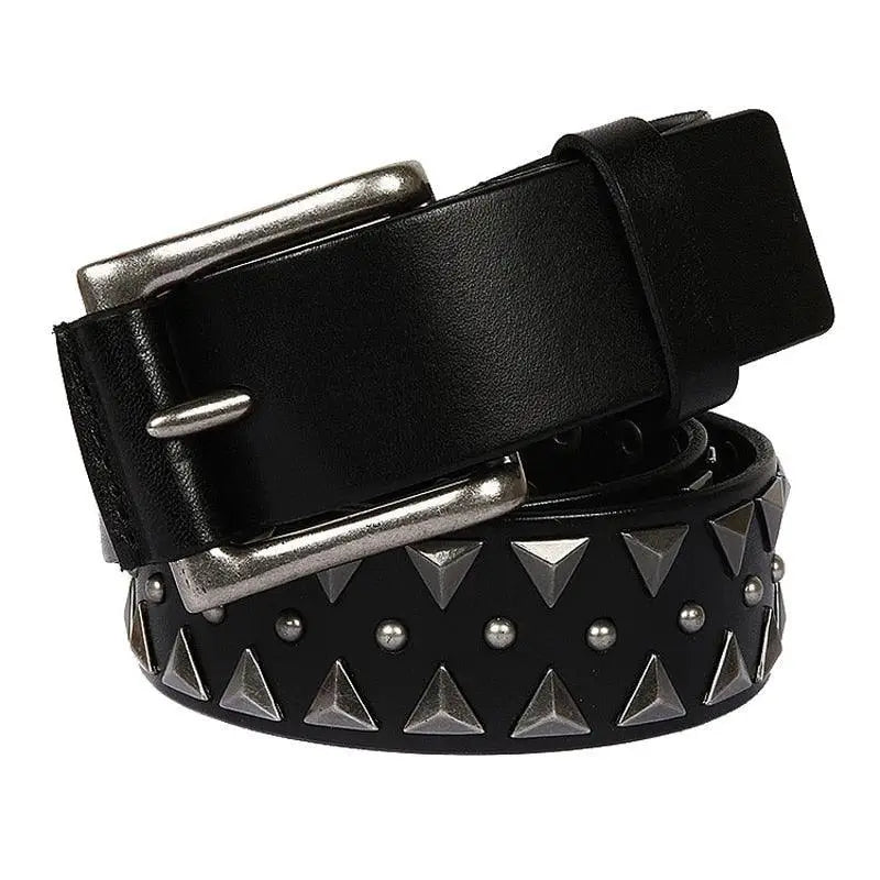 Sylmare Studded Belt in Black Leather for Stylish Wear featuring Studded Details