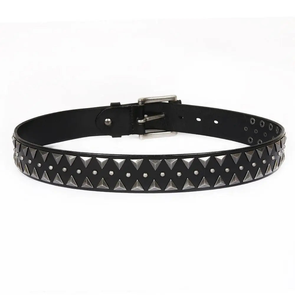 Black Sylmare Studded Belt in Leather for Stylish Wear