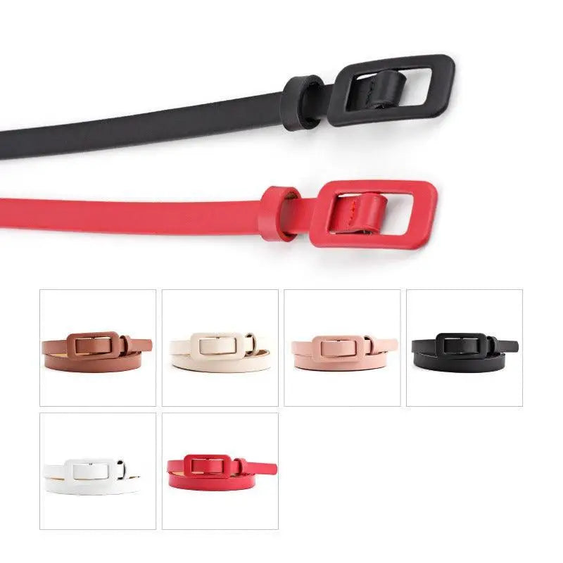 Assorted slim airoro belt set with colorful leather and faux leather square buckles