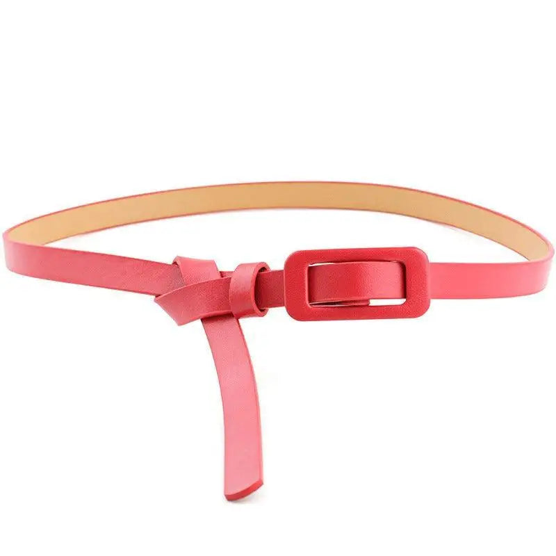 Airoro belt featuring a red leather strap with square buckle in the belt set collection