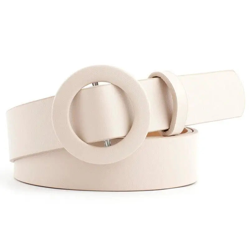 Beige belt with circular buckle from Assorted Round-Buckle Belts Collection