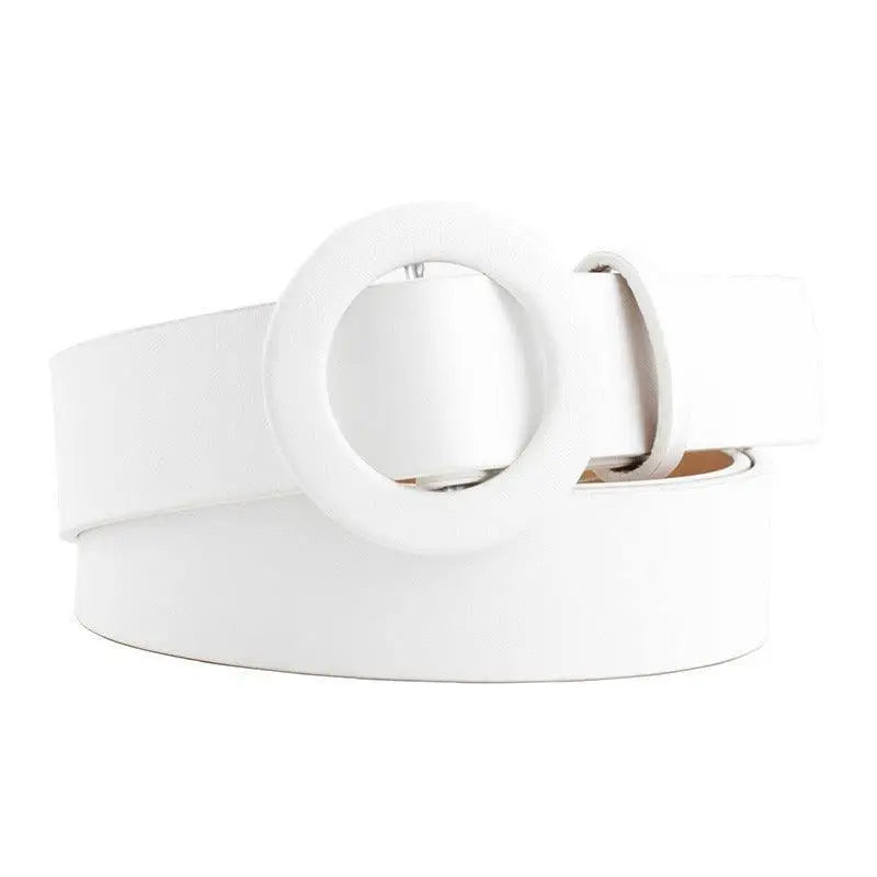 White belt with circular buckle from the Assorted Round-Buckle Belts Collection