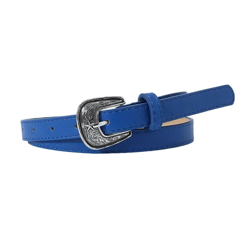Ourahi Belt with colorful leather and ornate silver buckle for elegant style