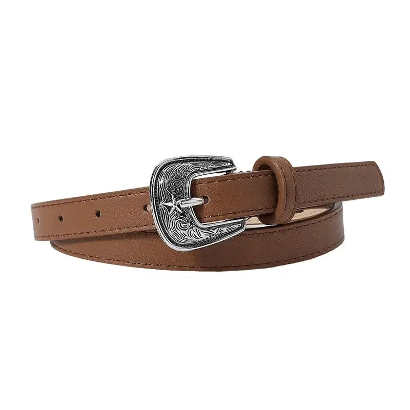 Ourahi Belt with colorful leather and elegant silver Western-style buckle