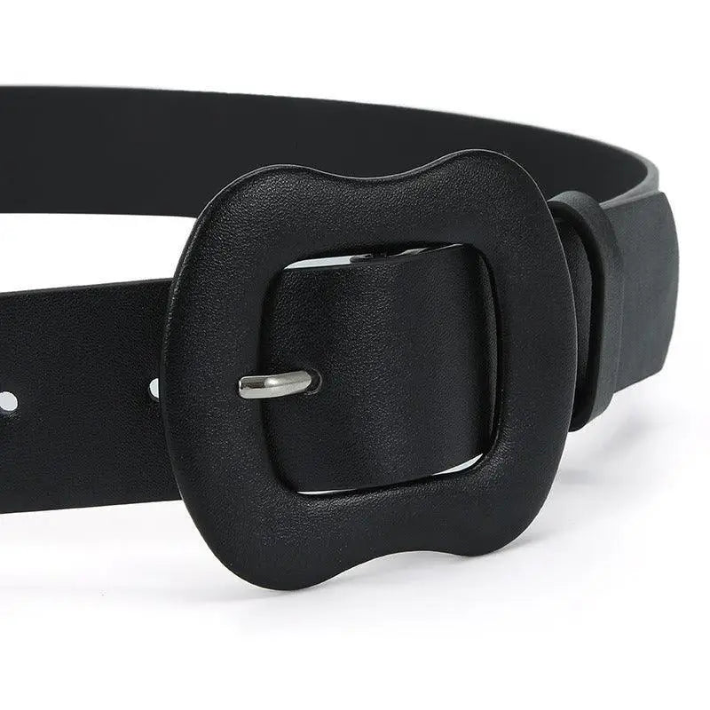 Black leather belt with decorative buckle from Colorful Leather Belts with Decorative Buckles collection