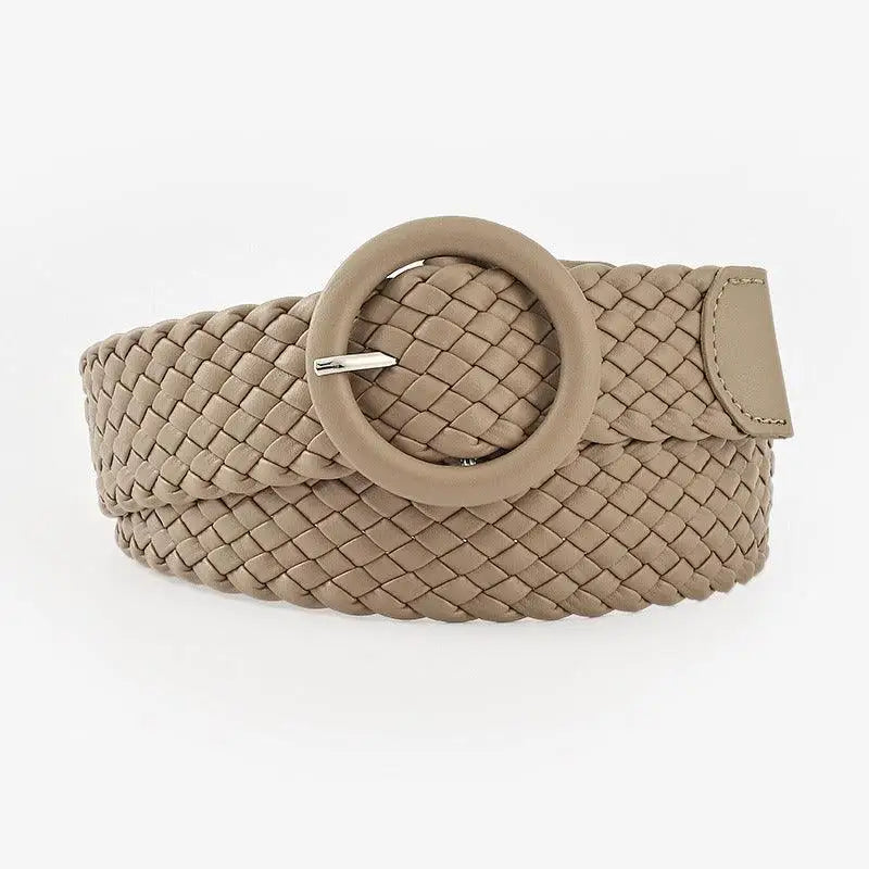 Beige woven belt with circular buckle from Assorted Braided Belts for casual wear