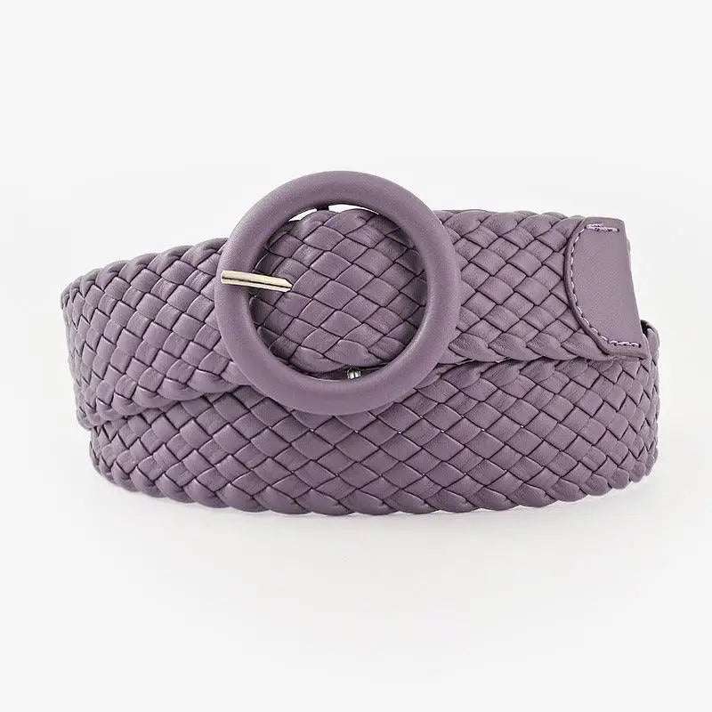 Braided purple belt with circular buckle from Assorted Braided Belts for Casual Wear