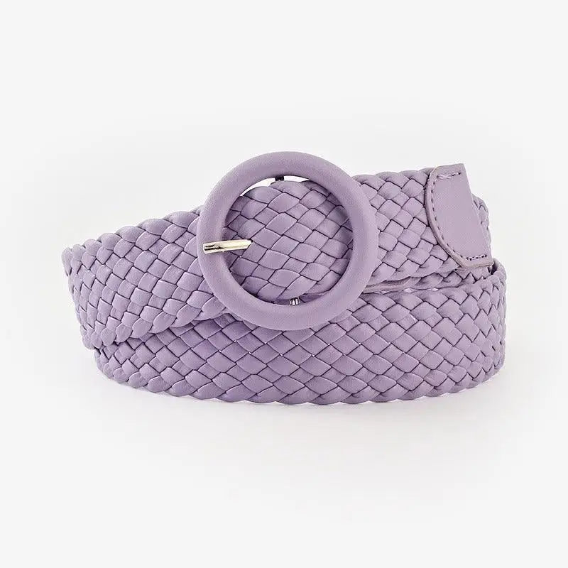 Braided lavender belt with circular buckle from Assorted Braided Belts for Casual Wear