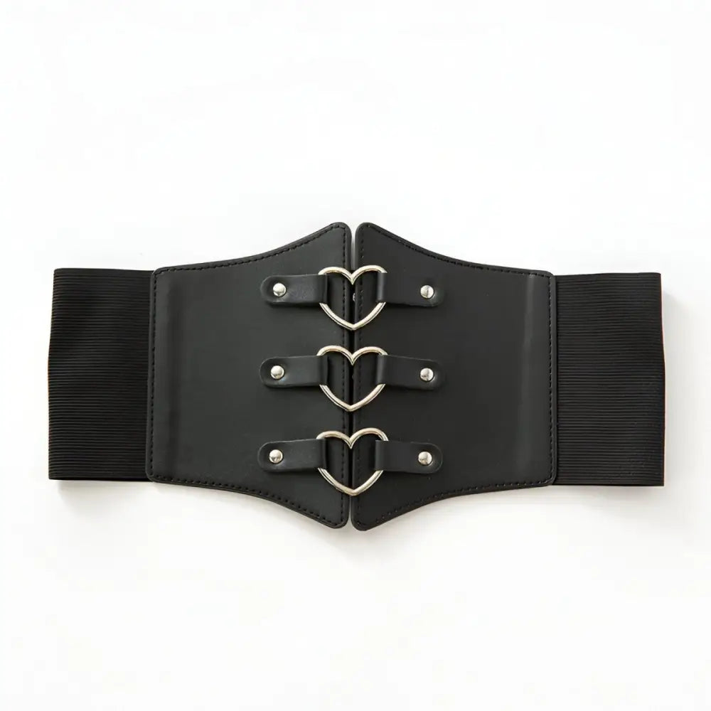 Black Ivy Corset Belt with Heart Buckles, stylish corset belt accessory