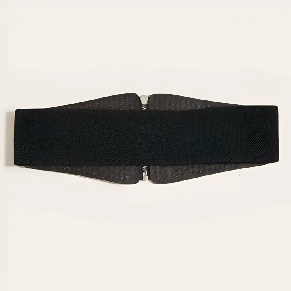 Black elastic waist belt with zipper detail from Nolwen Zips Corset Belt collection
