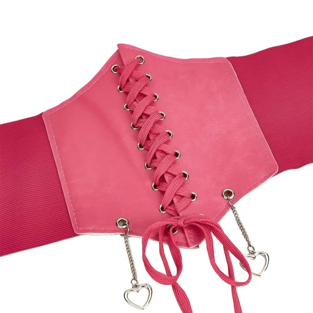 Pink Heidi Corset Belt with Heart Charms, elegant corset belt for stylish occasions